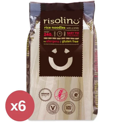 Risolino Gluténmentes rizstészta 7mm csomag 6x240 g – gluténmentes, tejmentes, tojásmentes széles rizstészta