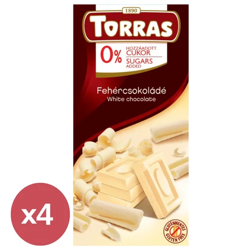 Torras Fehércsokoládé hozzáadott cukor nélkül 4x75 g tábla
