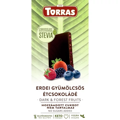 Torras Stevia Vegán erdei gyümölcsös étcsokoládé 125 g – Natur Reform