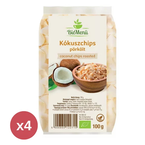 BioMenü BIO KÓKUSZCHIPS pörkölt 4X100 g