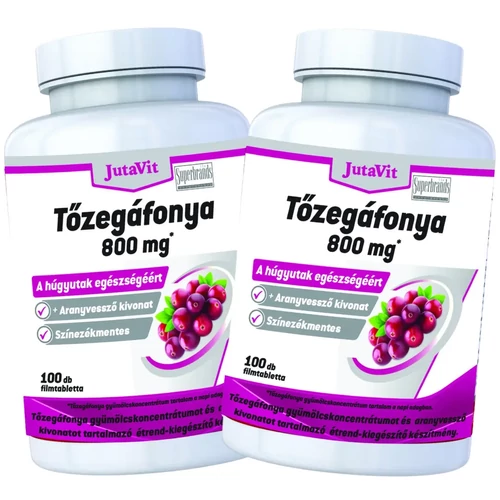 JutaVit Tőzegáfonya aranyvessző kivonattal DUO 2X100 db – húgyúti egészség támogatása filmtablettában