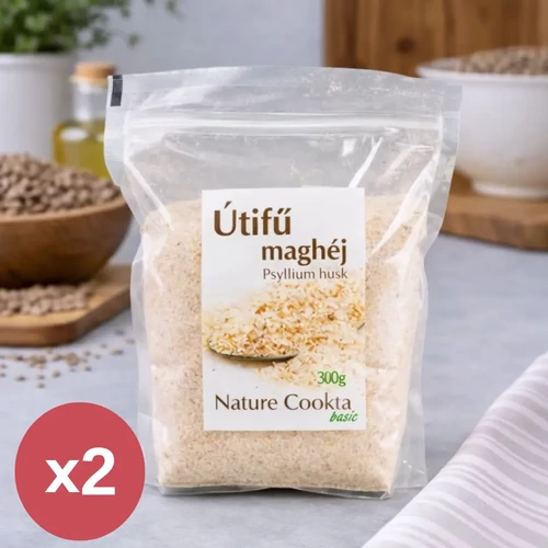 Nature Cookta Útifű maghéj DUO 2×300 g csomagolás, finomra őrölt psyllium husk alapanyag