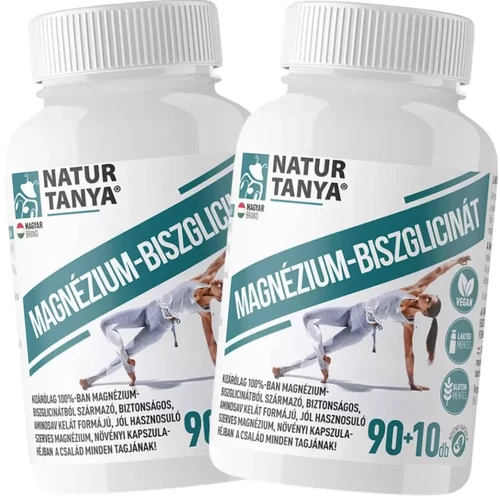 Natur Tanya® Magnézium-Biszglicinát DUO 2X100 db – 100% magnézium-biszglicinát vegán kapszulában, laborban bevizsgált