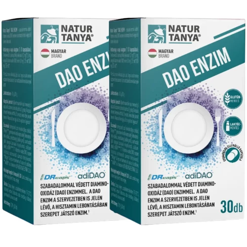 Natur Tanya DAO enzim DUO 2x30 db kapszula adiDAO enzimmel, gyomorsav ellenálló DRcaps kapszulában hisztamin lebontás támogatására