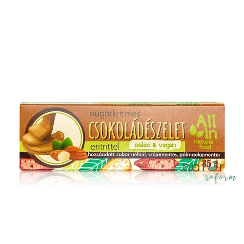 ALL IN natural food Nugátkrémes csokoládészelet eritrittel 35 g - Reform Nagyker