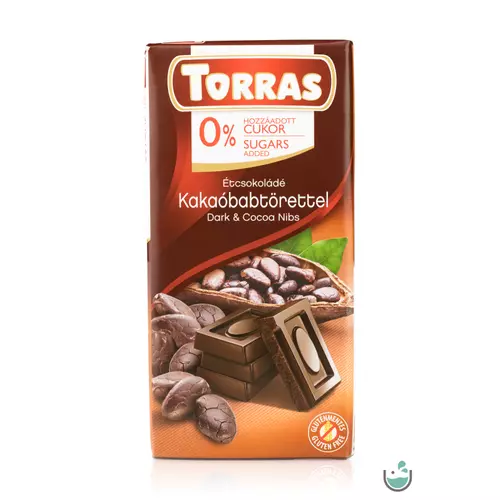 Torras vegán étcsokoládé kakaóbabtörettel hozzáadott cukor nélkül (gluténmentes) 75 g