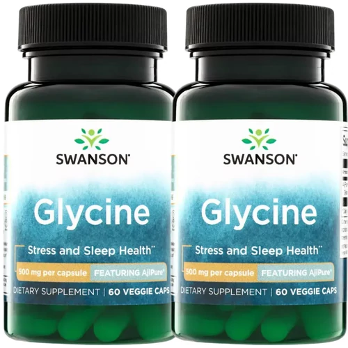 Swanson Glicin DUO 2×60 kapszula AjiPure – gyógyszer minőségű glicin étrend-kiegészítő csomag