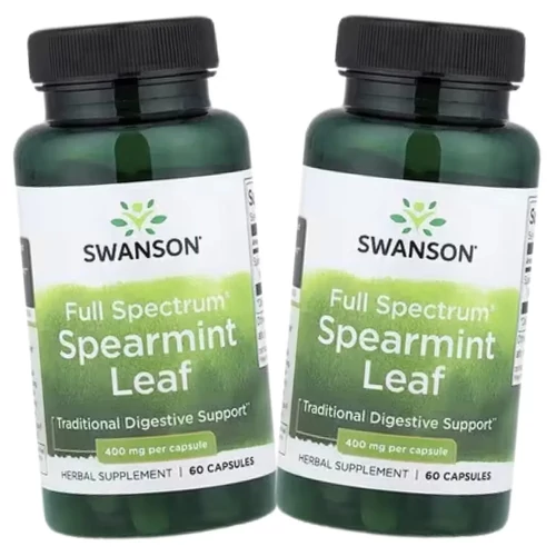 Swanson Spearmint Leaf DUO 400 mg 2X60 kapszula – fodormentalevél kapszula PCOS és hormonegyensúly támogatásához