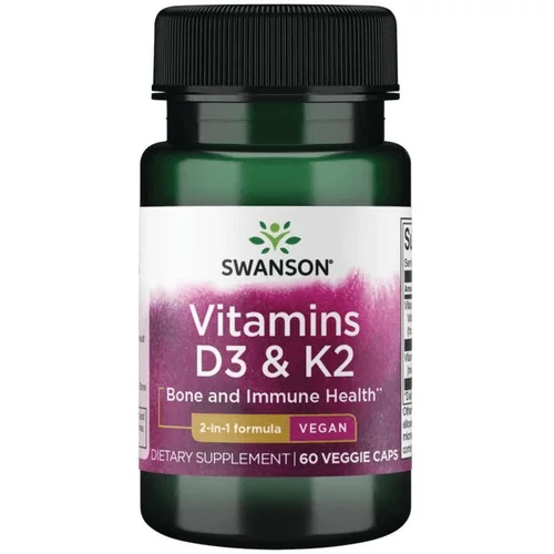 Swanson D3 + K2 vitaminok - 60 db növényi (vegán) kapszula