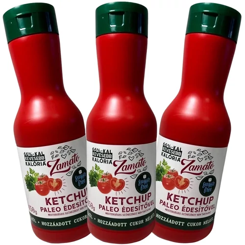 Zamato Cukormentes Ketchup TRIO csomag 3x450 g, cukormentes magyar paradicsom ketchup